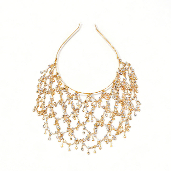 Crystal Mesh Head Chain S925 Sterling Silver Bridal Hair Accessory