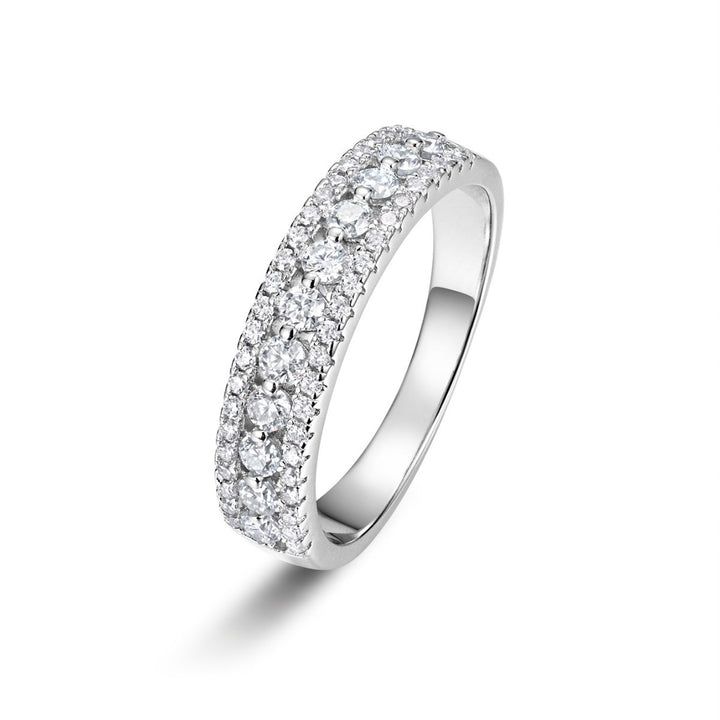 Double Row Pave Diamond Band Ring S925 Silver