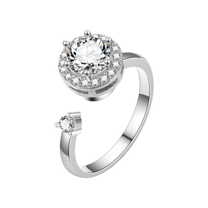 Floral &amp; Symbolic Open Adjustable Ring Collection Sunflower Evil Eye Rabbit Diamond Jewelry for Women