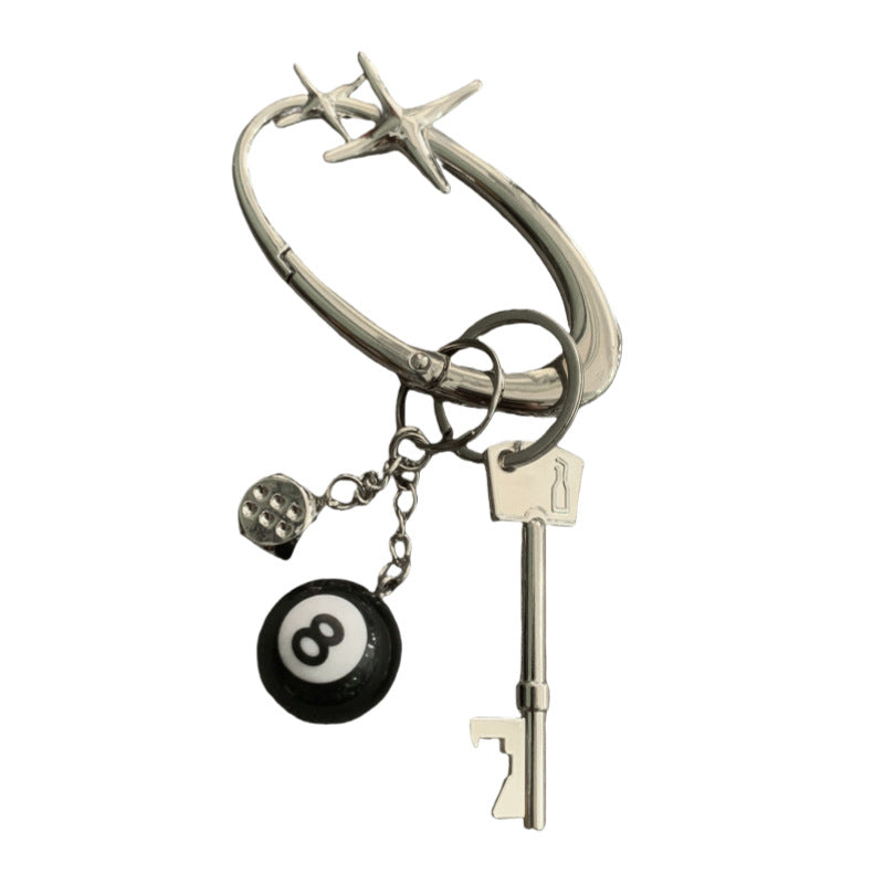 Star Dice 8 Ball Carabiner Keychain Multi Charm Key Holder