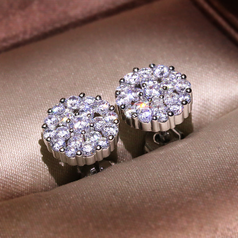 Post Luxury Jewelry Round Cluster Pave Diamond Stud Earrings