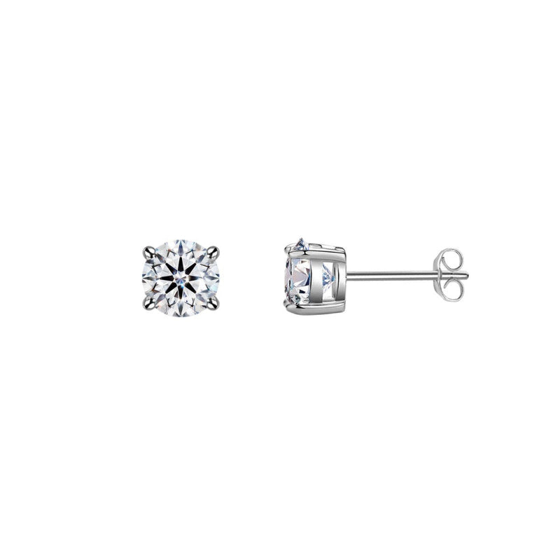 Minimalist Round-Cut Diamond Stud Earrings S925 Sterling Silver