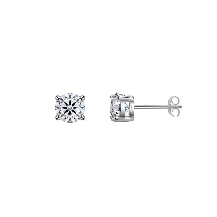 Minimalist Round-Cut Diamond Stud Earrings S925 Sterling Silver