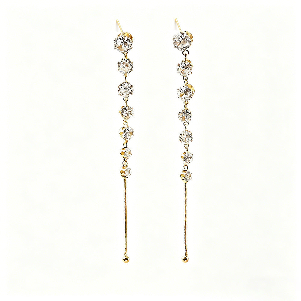 Graduated Diamond Drop Earrings with 925 Sterling Silver