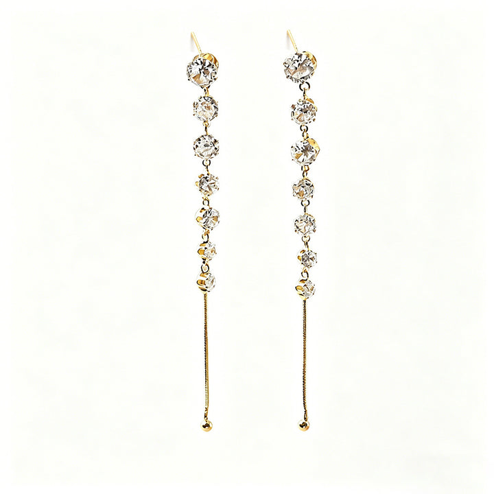 Graduated Diamond Drop Earrings with 925 Sterling Silver