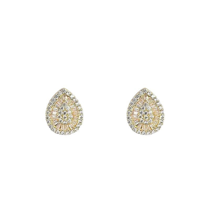 Minimalist Teardrop Diamond Stud Earrings Sterling Silver Post