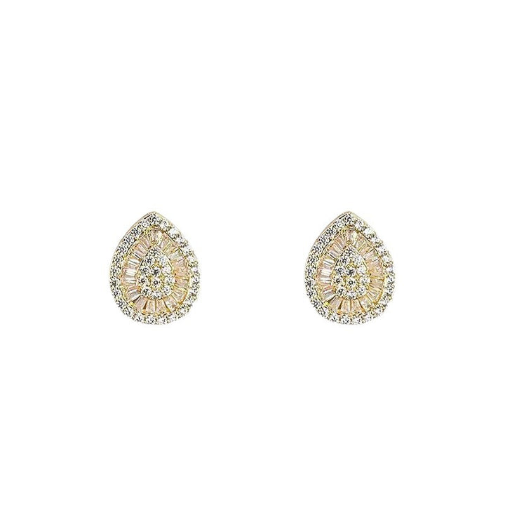 Minimalist Teardrop Diamond Stud Earrings Sterling Silver Post