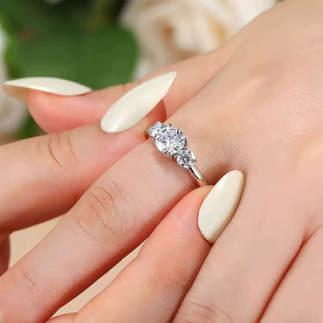 Minimalist Three-Stone Diamond Ring