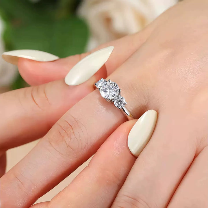 Minimalist Three-Stone Diamond Ring