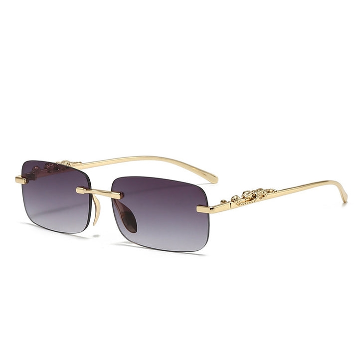 Rimless Leopard Decorative Sunglasses Retro Cut-Edge Sun Glasses