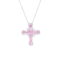 Sweet Pink Crystal Cross Necklace