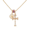 Mother-of-Pearl Compass Pendant Layered Statement Necklace