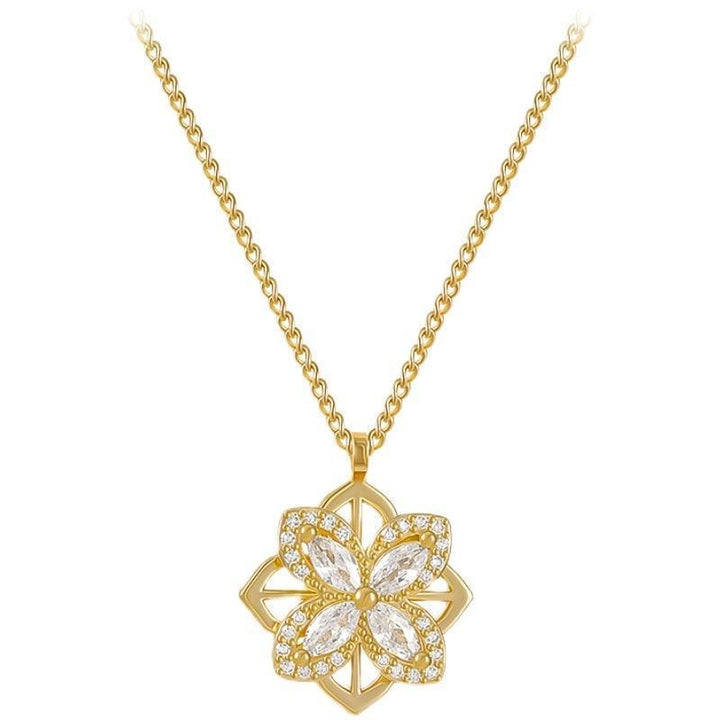 Rotatable Four-Leaf Clover Diamond Pendant Necklace