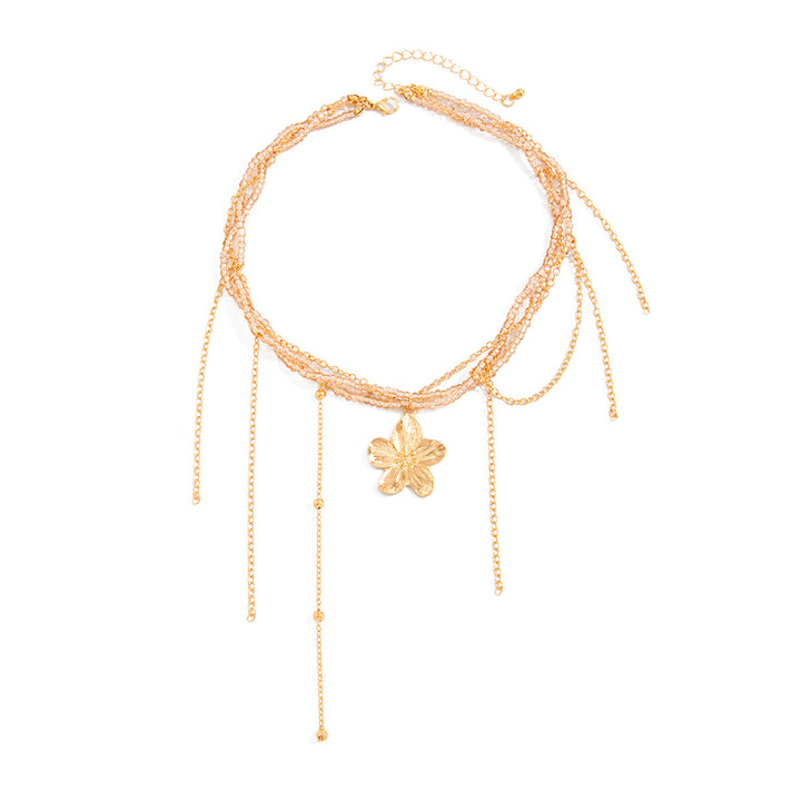 French Luxury Multi-Layer Tassel Flower Necklace