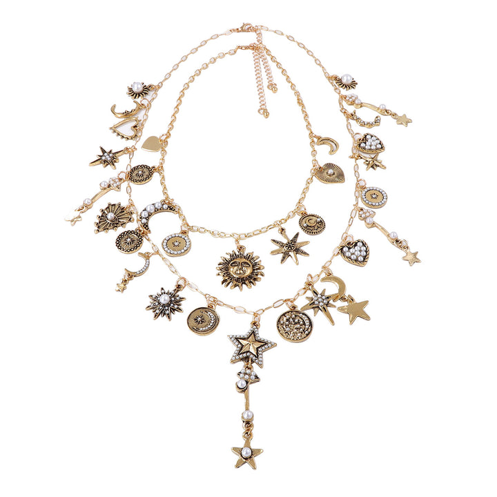 Minimalist Celestial Multi-Layer Charm Necklace