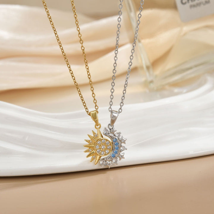 Sun Moon Star Necklace For Couples And Friends Diamond Celestial Pendant