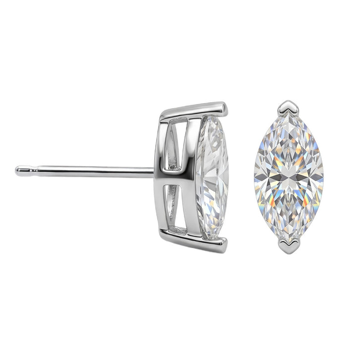 Marquise Cut Diamond Stud Earrings Minimalist Solitaire Earrings for Women