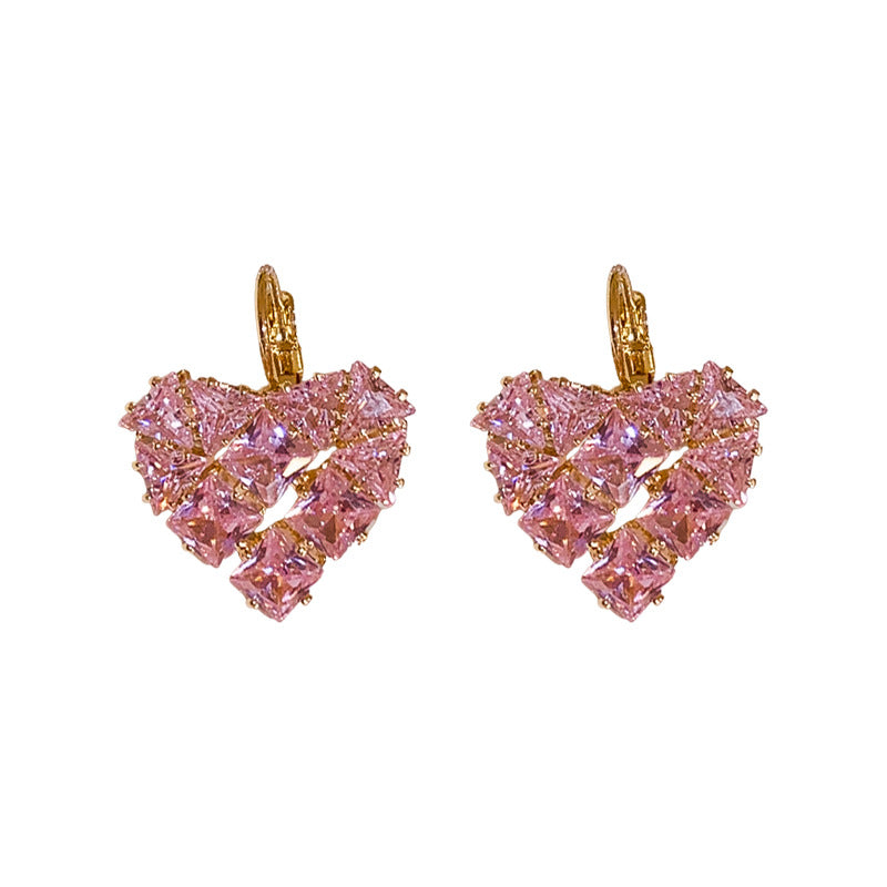 Minimalist Diamond Heart Huggie Earrings | Luxury Fashion Jewelry for Women