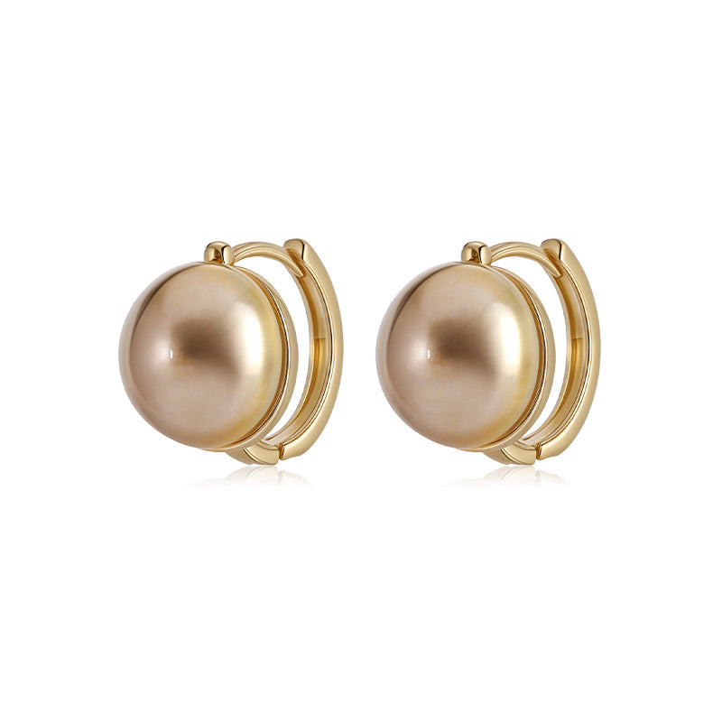 Elegant Dual-Tone Pearl Hoop Earrings