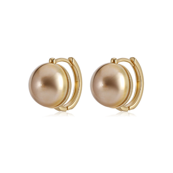 Elegant Dual-Tone Pearl Hoop Earrings