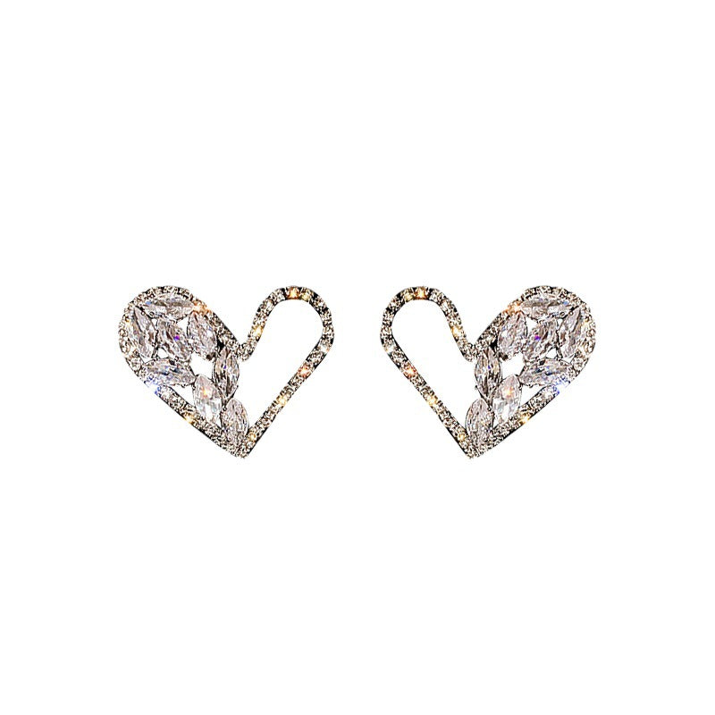 Heart Crystal Earrings Elegant Sparkling Stud Earrings for Women