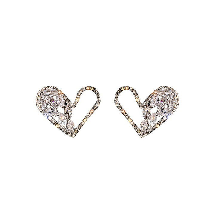 Heart Crystal Earrings Elegant Sparkling Stud Earrings for Women