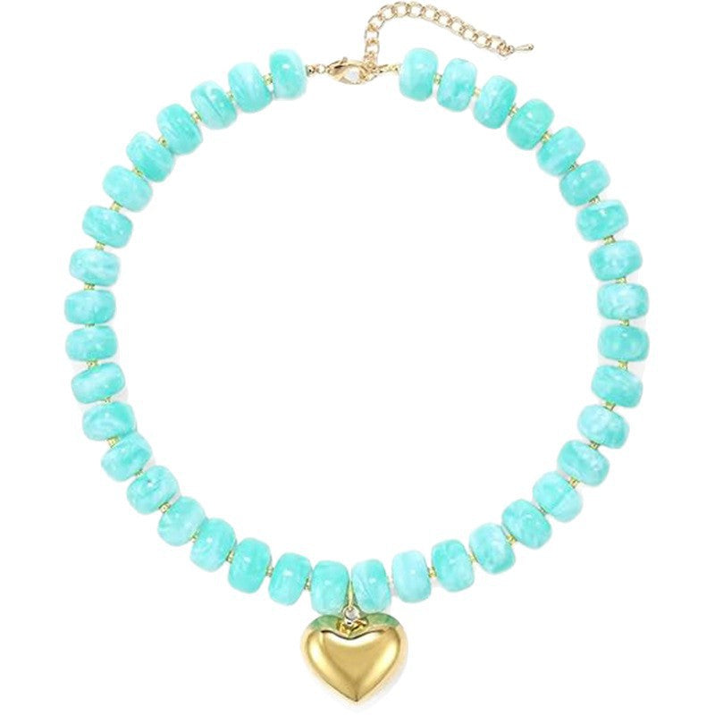 Minimalist Beaded Heart Choker Necklace