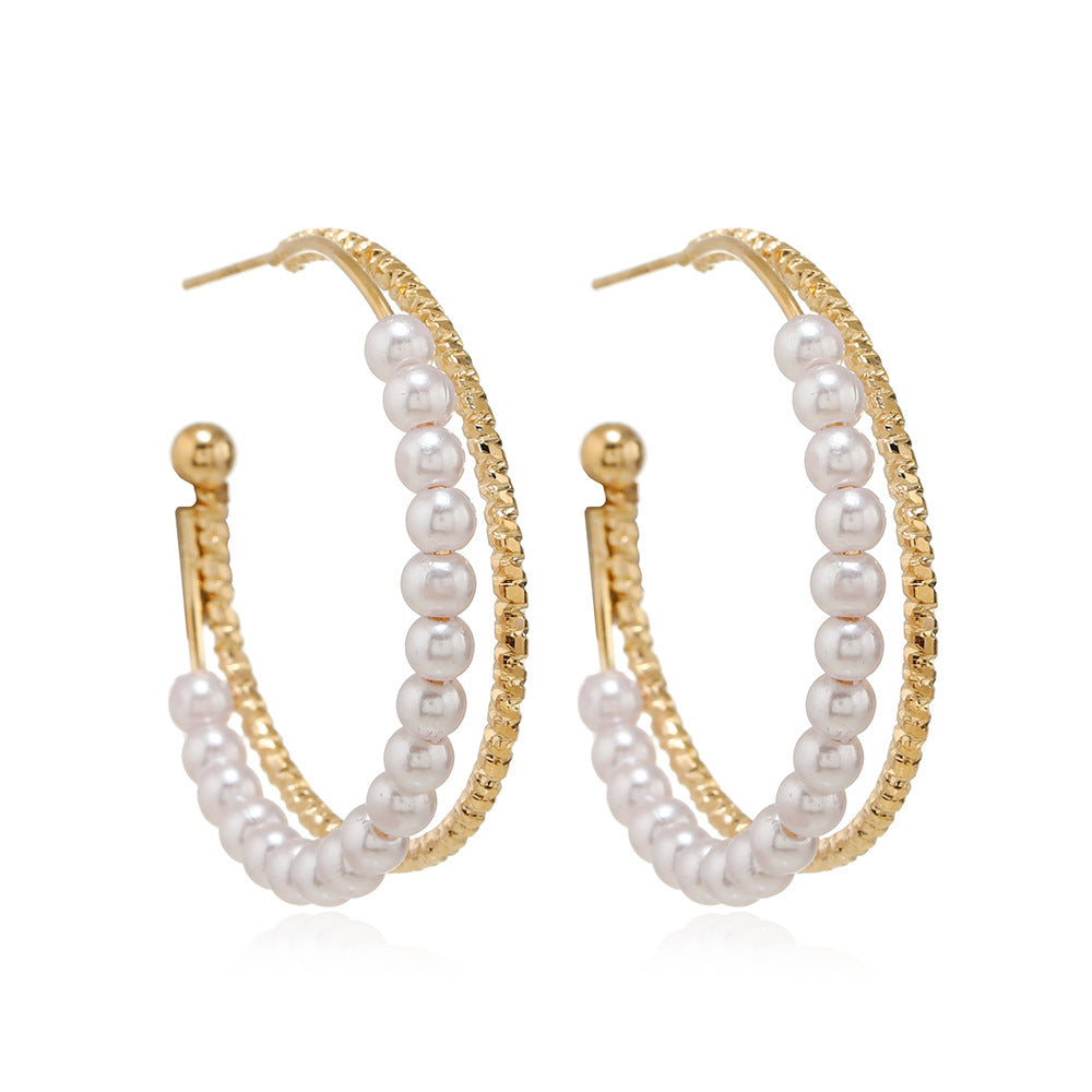 Luxury Vintage Pearl Hoop Earrings