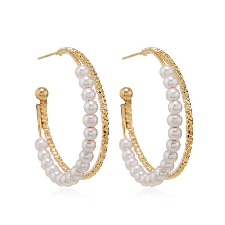 Luxury Vintage Pearl Hoop Earrings