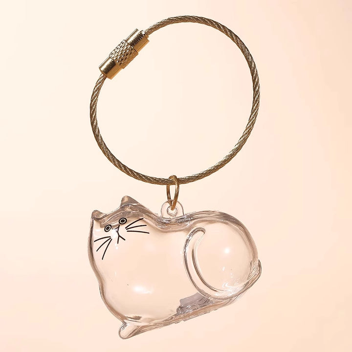 Cute Transparent Cat Keychain Cartoon Kitty Bag Charm Pendant