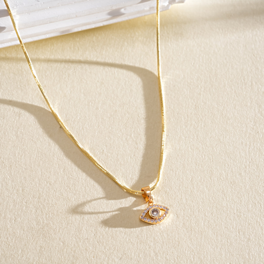 Layered Evil Eye Necklace for Women, Dainty Paved Diamond Clavicle Chain, Stainless Steel Non-fading Protection Pendant