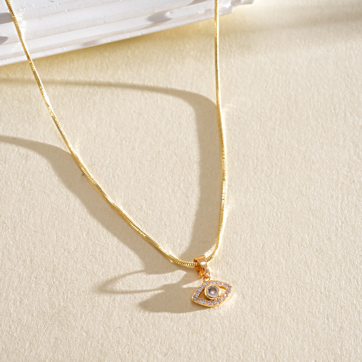Layered Evil Eye Necklace for Women, Dainty Paved Diamond Clavicle Chain, Stainless Steel Non-fading Protection Pendant