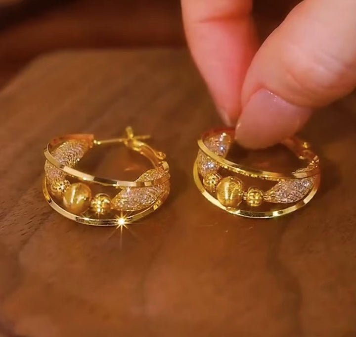 Layered Hoop Earrings with Sparkling Crystal Accents
