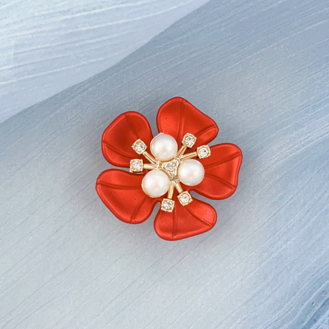 Pearl Diamond Flower Cufflinks Elegant Shirt Cuff Decorative Buttons
