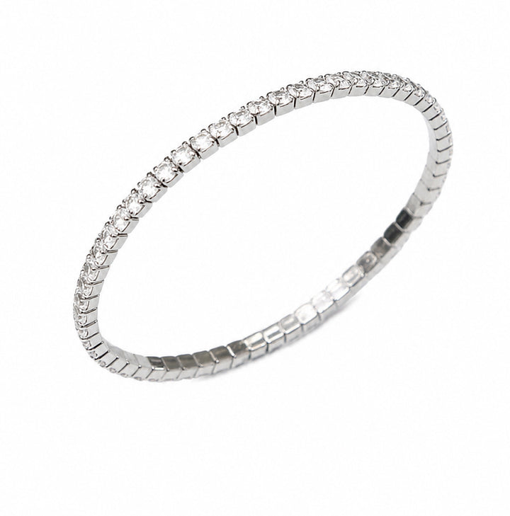 Sterling Silver Flexible Full Pave Diamond Stretch Bracelet