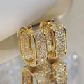 Sterling Silver U-Shape Hoop Earrings Pave Crystal Ear Cuffs