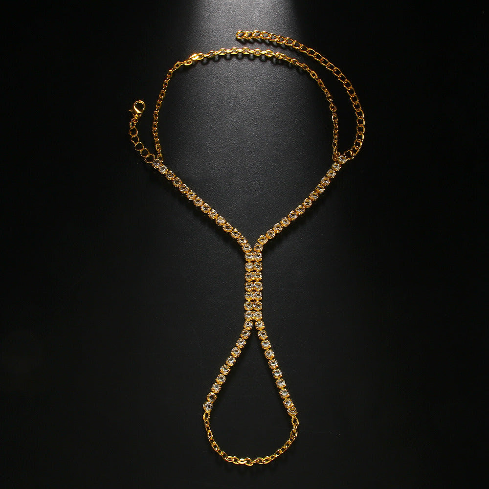 Linked Finger Ring Jewelry Diamond Hand Chain Bracelet