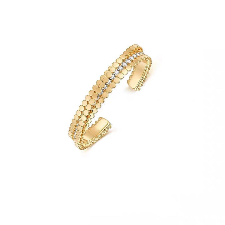 Minimalist Beaded Open Bangle Bracelet Rhinestone Luxury Chain Cuff Fashion Jewelry