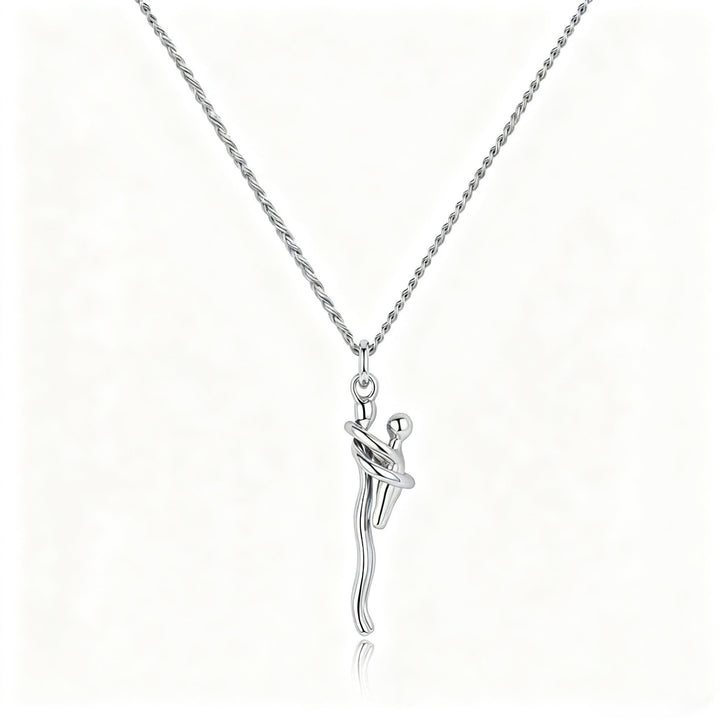 Kids Hugging Pendant Necklace Minimalist Two-Tone Design  Memorial Jewelry