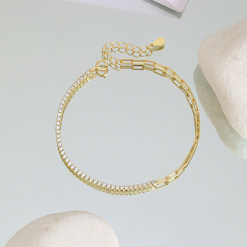 Two-Tone Cubic Diamond Chain Bracelet