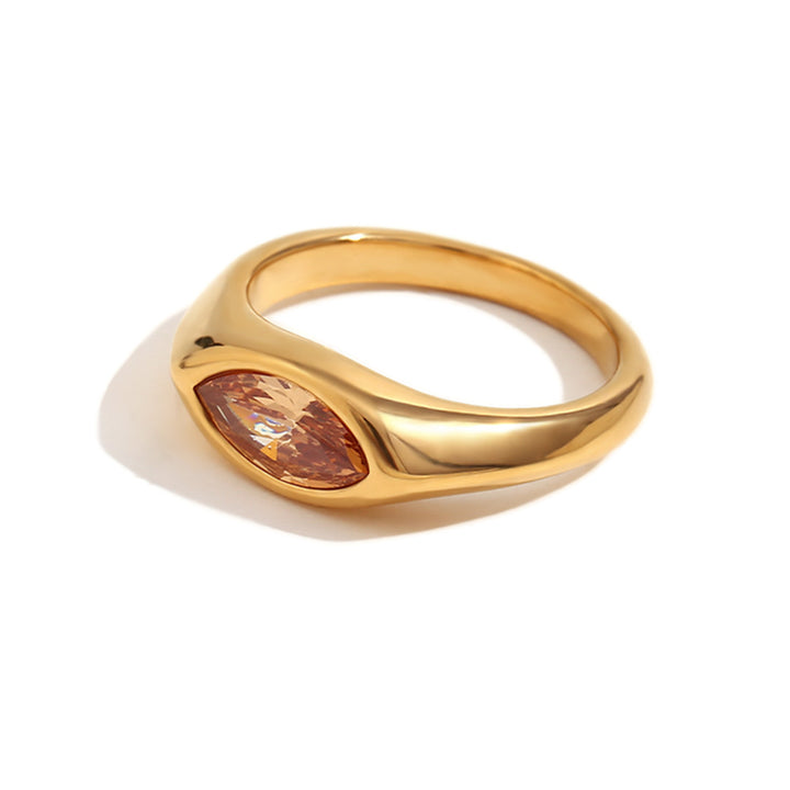 Vintage Minimal Gold Marquise Gemstone Ring Set
