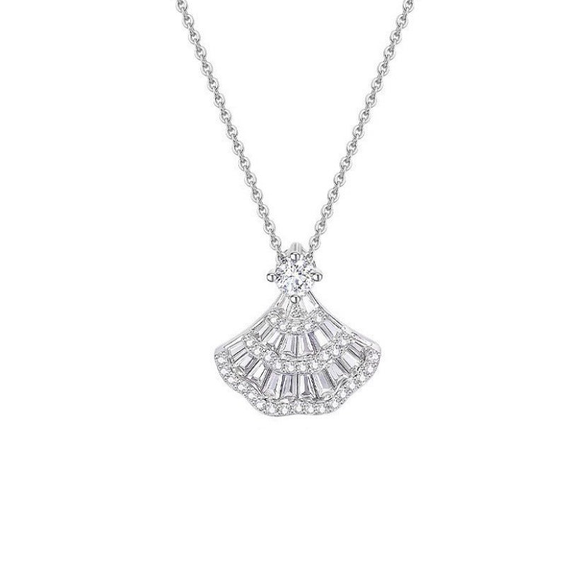 Elegant Ginkgo Leaf Diamond Necklace with 925 Sterling Silver