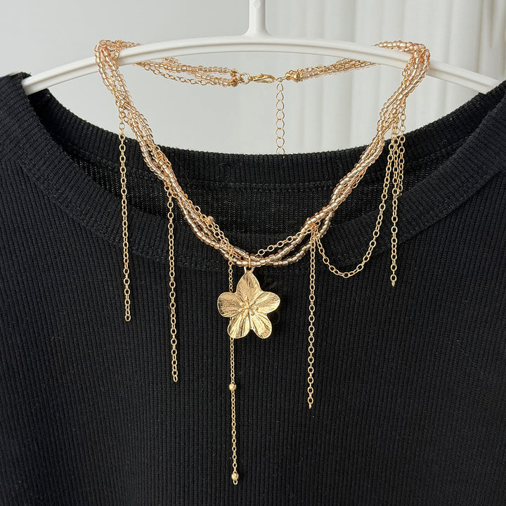 French Luxury Multi-Layer Tassel Flower Necklace