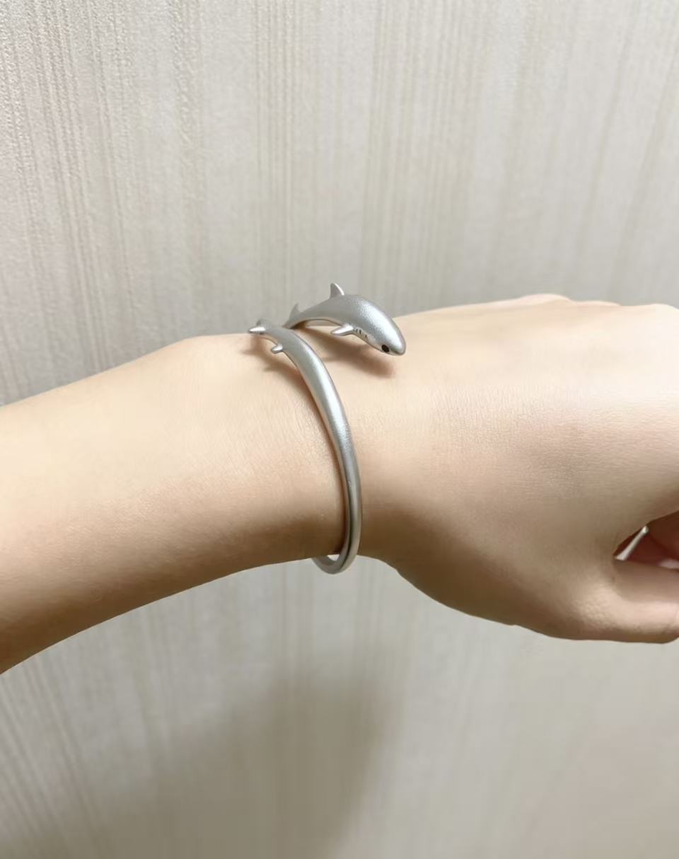 Cute Shark Open Cuff Bracelet