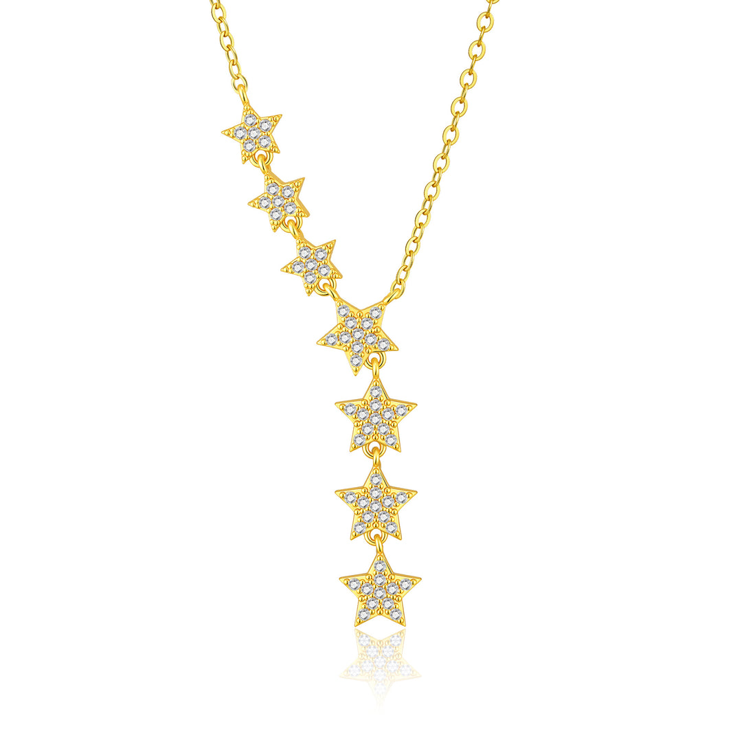 Diamond Star Lariat Y-Necklace 925 Sterling Silver Celestial Jewelry