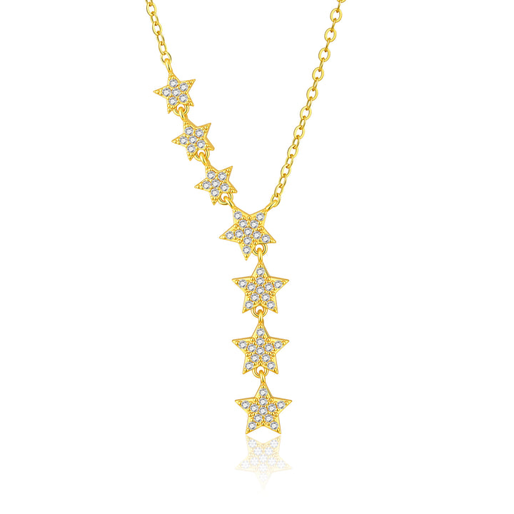 Diamond Star Lariat Y-Necklace 925 Sterling Silver Celestial Jewelry