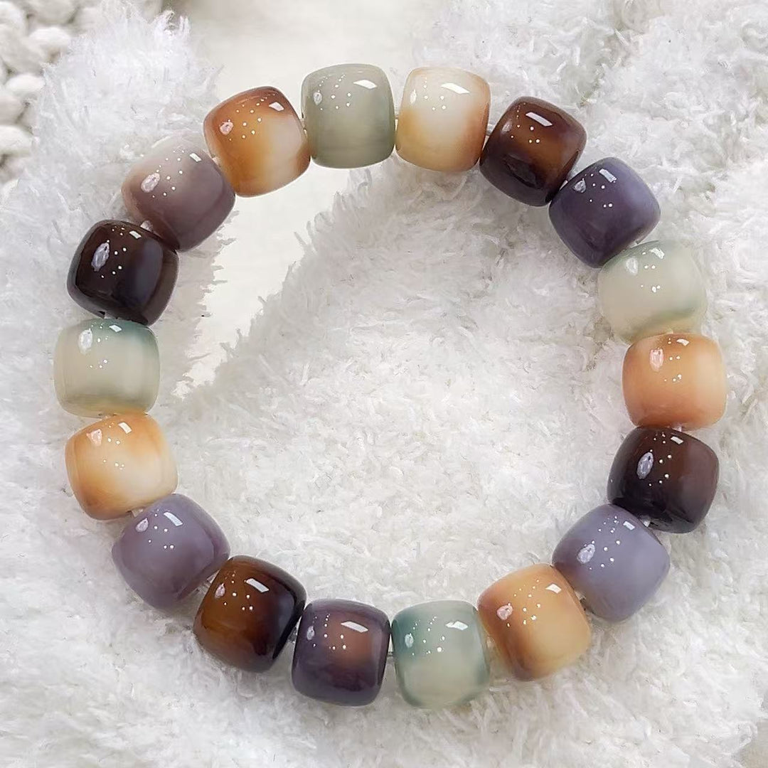 Gradient Square Bead Bodhi Root Bracelet
