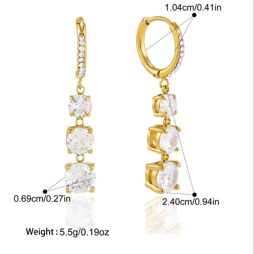 Triple Drop Diamond Hoop Earrings
