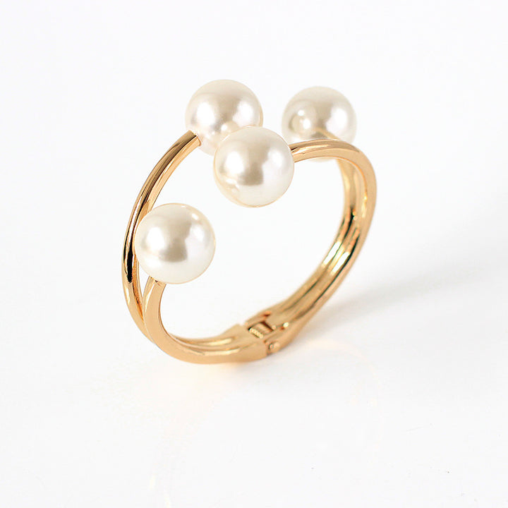 Luxury Pearl Open Bangle Bracelet