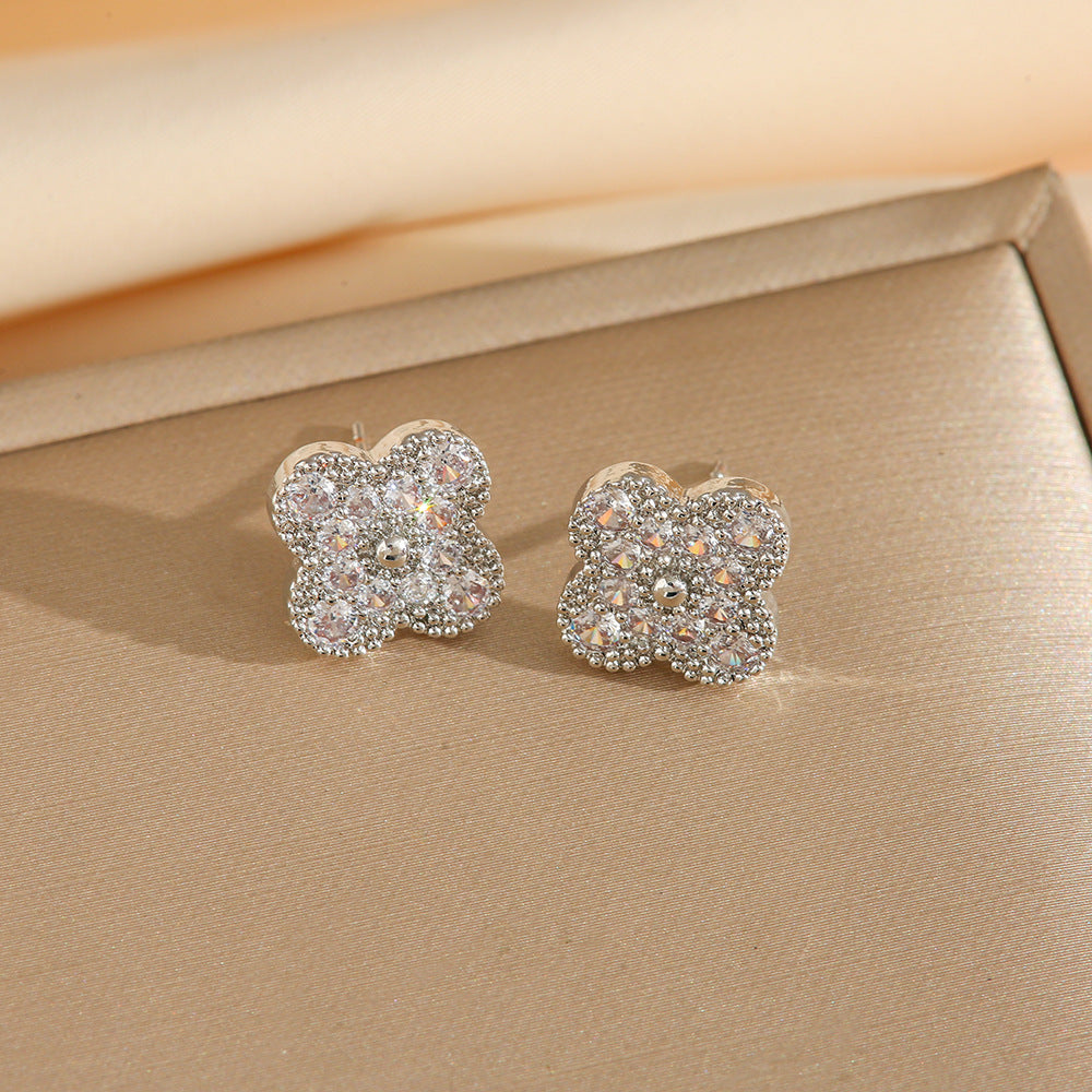 Clover Diamond Jewelry Set with 925 Sterling Silver